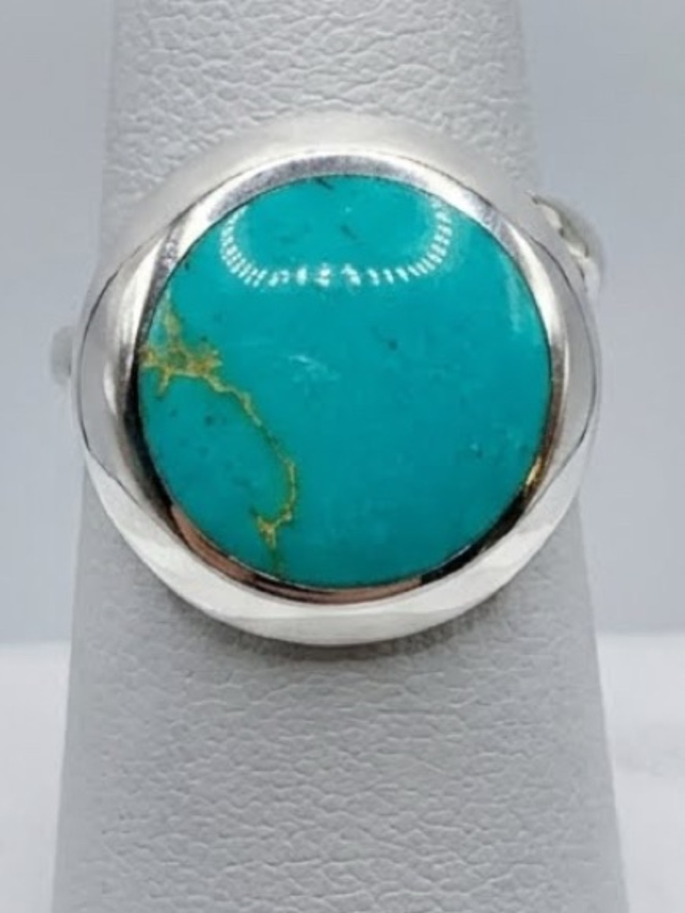 Vintage 925 Sterling Silver Turquoise Dome Ring 7.25